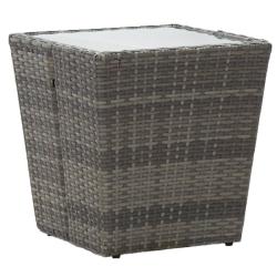 Table &agrave; th&eacute; Gris 41,5x41,5x43 cm R&eacute;sine tress&eacute;e et verre tremp&eacute;