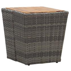 Table &agrave; th&eacute; gris 41,5x41,5x43cm r&eacute;sine tress&eacute;e et bois d'acacia