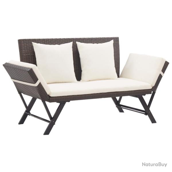 Banc de avec coussins 176 cm Marron R�sine tress�e