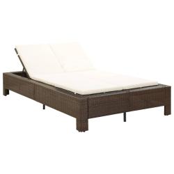 Transat &agrave; 2 places avec coussin Marron R&eacute;sine tress&eacute;e