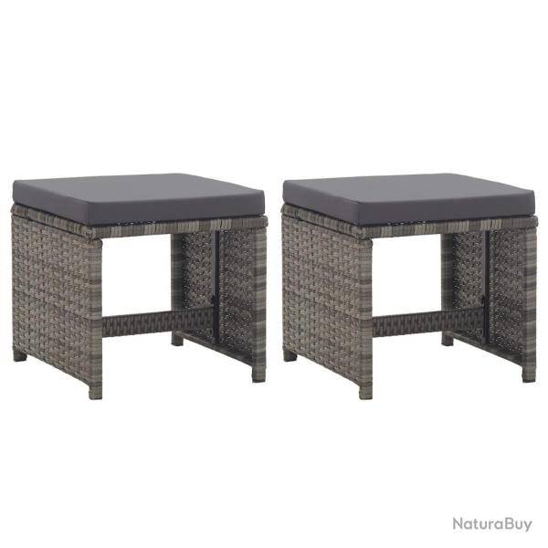 Tabourets de lot de 2 coussins R�sine tress�e Anthracite