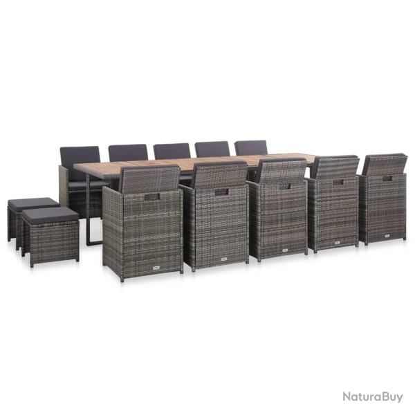 Ensemble � manger d'ext�rieur 15 pcs coussins rotin Anthracite