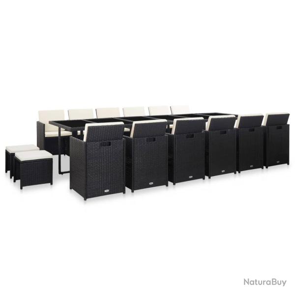 Ensemble � manger d'ext�rieur 17 pcs avec coussins Rotin Noir