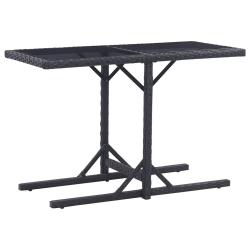 Table de Noir 110x53x72 cm Verre et r&eacute;sine tress&eacute;e