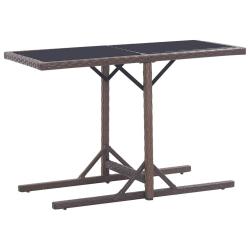 Table de Marron 110x53x72 cm Verre et r&eacute;sine tress&eacute;e