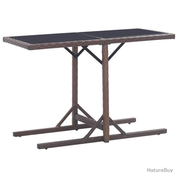 Table de Marron 110x53x72 cm Verre et r�sine tress�e