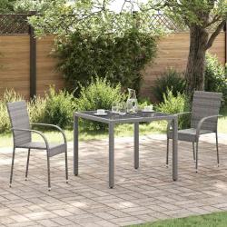 Chaises empilables d'ext&eacute;rieur lot de 2 Gris R&eacute;sine tress&eacute;e