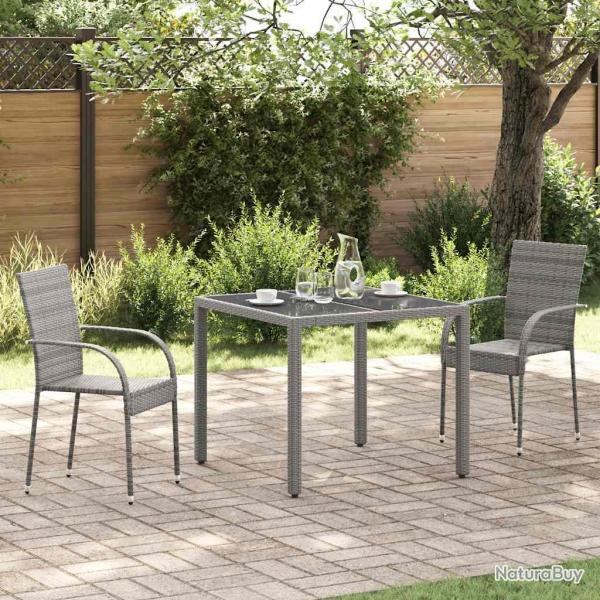 Chaises empilables d'ext�rieur lot de 2 Gris R�sine tress�e