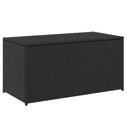 Bo&icirc;te de rangement de r&eacute;sine tress&eacute;e 100x50x50 cm noir