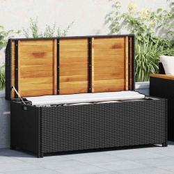 Banc de rangement de 120 cm R&eacute;sine tress&eacute;e Noir