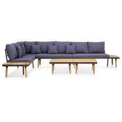 Salon de 7 places avec coussins Acacia solide Marron