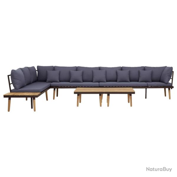 Salon de � 8 places avec coussins Bois d'acacia solide