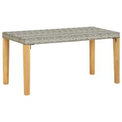 Banc de 120 cm Gris R&eacute;sine tress&eacute;e et bois d'acacia