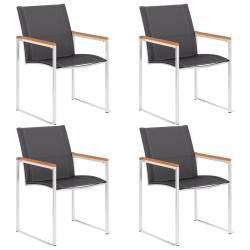 Chaises de lot de 4 Textil&egrave;ne et acier inoxydable Gris