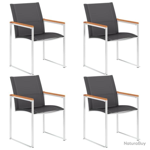 Chaises de lot de 4 Textil�ne et acier inoxydable Gris