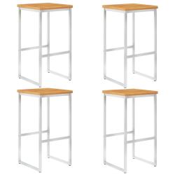 Chaises de bar lot de 4 bois d'acacia solide/acier inoxydable