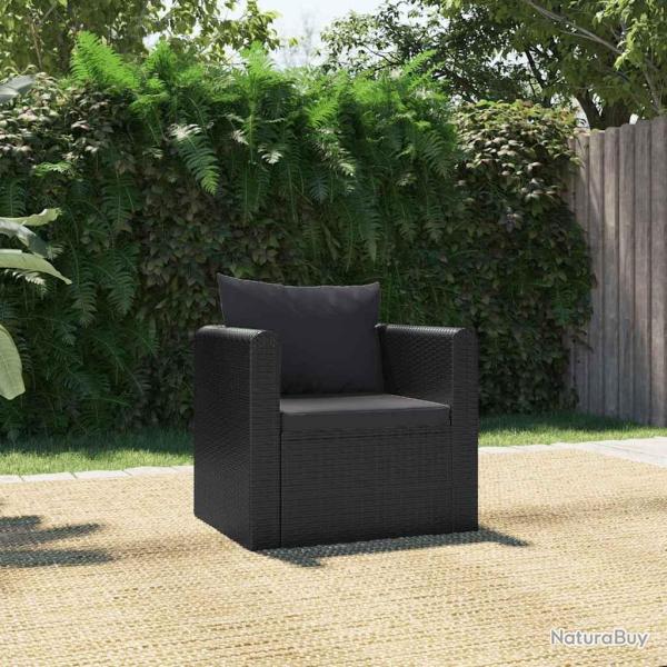 Fauteuil avec coussins R�sine tress�e Noir