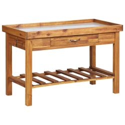 Table de avec dessus en zinc Bois solide d'acacia