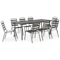 Ensemble &agrave; manger d'ext&eacute;rieur 9 pcs Acier Gris fonc&eacute;