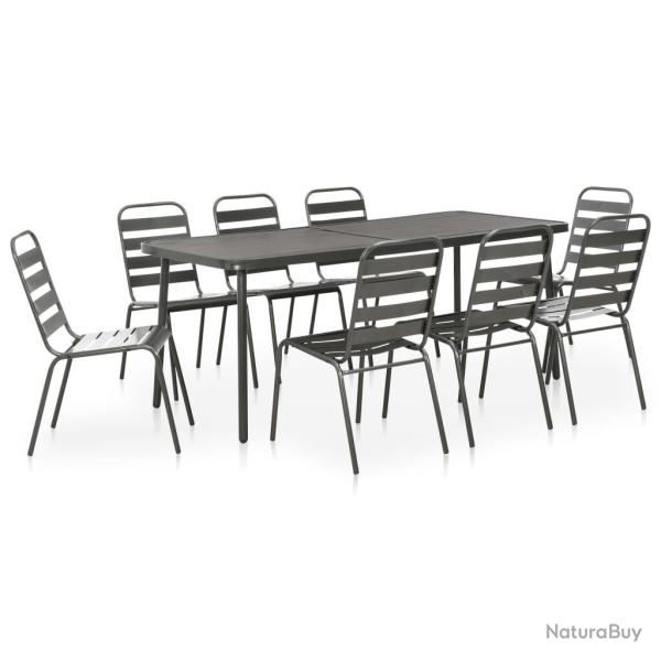 Ensemble � manger d'ext�rieur 9 pcs Acier Gris fonc�