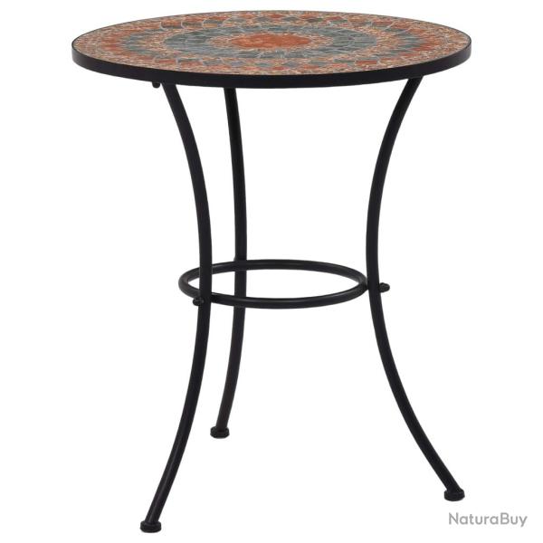 Table de bistro mosa�que Orange/gris 60 cm C�ramique