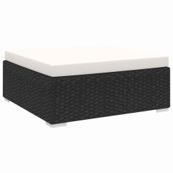 Repose-pied sectionnel avec coussin, r&eacute;sine tress&eacute;e noire, 1 pi&egrave;ce, pour le salon
