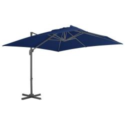 Parasol de en porte-&agrave;-faux et m&acirc;t en aluminium bleu azur