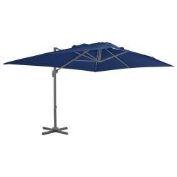 Parasol de en porte-&agrave;-faux et m&acirc;t en aluminium bleu azur