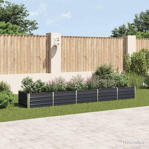 Lit sur�lev� en acier galvanis� anthracite pour le jardin, 400 � 80 � 45 cm