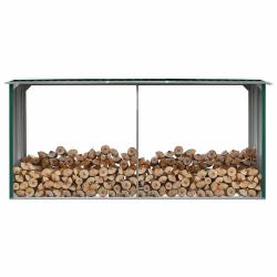 Abri de stockage de bois Acier galvanis&eacute; 330x92x153 cm Vert