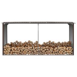 Abri de stockage de bois Acier galvanis&eacute; 330x92x153 cm Marron