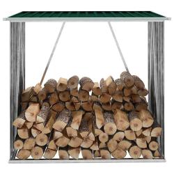 Abri de stockage de bois Acier galvanis&eacute; 163x83x154 cm Vert