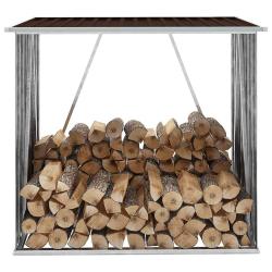 Abri de stockage de bois Acier galvanis&eacute; 163x83x154 cm Marron