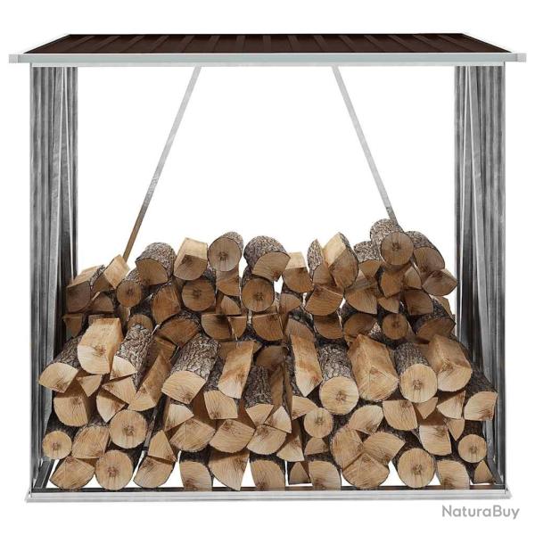 Abri de stockage de bois Acier galvanis� 163x83x154 cm Marron