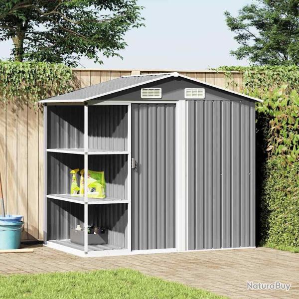 Abri de avec �tag�re Gris 205x130x183 cm Fer