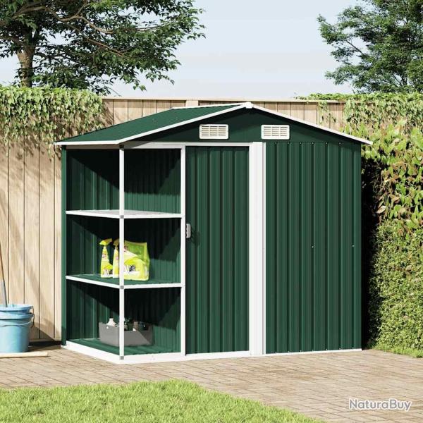 Abri de avec �tag�re Vert 205x130x183 cm Fer