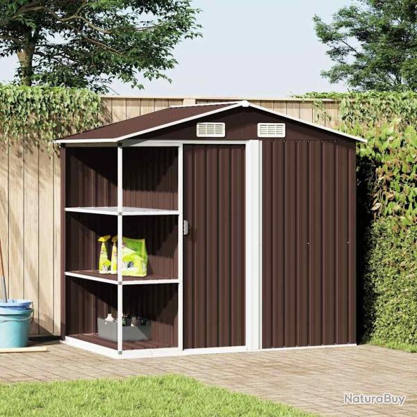 Abri de avec �tag�re Marron 205x130x183 cm Fer