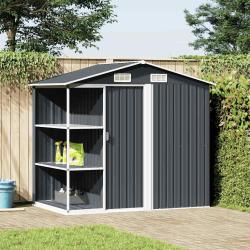 Abri de avec &eacute;tag&egrave;re Anthracite 205x130x183 cm Fer