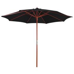 Parasol avec m&acirc;t en bois 300x258 cm Noir