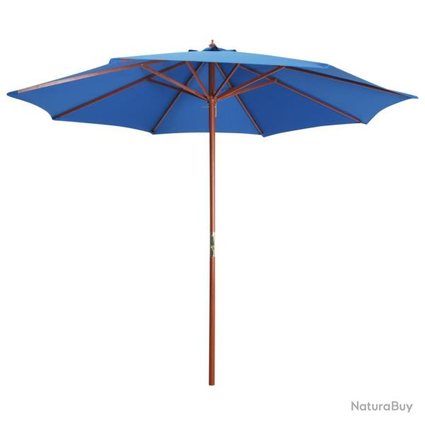 Parasol avec m�t en bois 300x258 cm Bleu