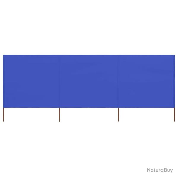 Paravent 3 panneaux Tissu 400 x 80 cm Bleu azur�
