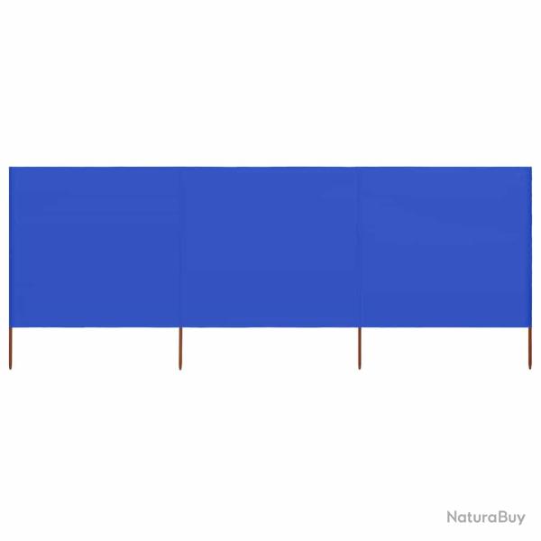 Paravent 3 panneaux Tissu 400 x 120 cm Bleu azur�