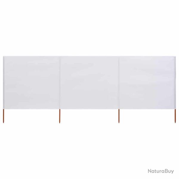 Paravent 3 panneaux Tissu 400 x 160 cm Blanc sable