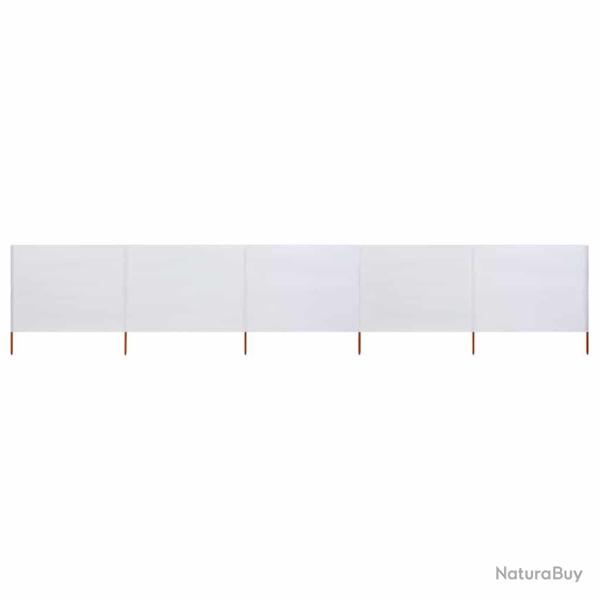 Paravent 5 panneaux Tissu 600 x 80 cm Blanc sable