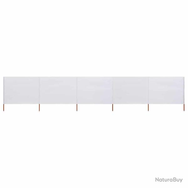 Paravent 5 panneaux Tissu 600 x 160 cm Blanc sable