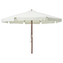 Parasol d'ext&eacute;rieur avec m&acirc;t en bois, blanc sable, pour la terrasse, 330 cm