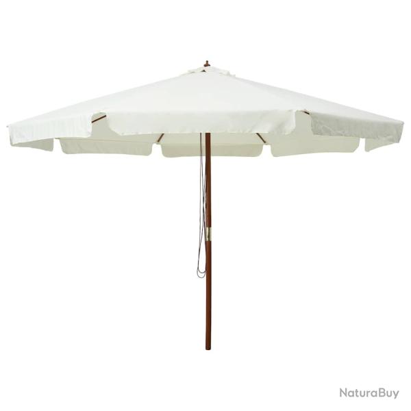Parasol d'ext�rieur avec m�t en bois, blanc sable, pour la terrasse, 330 cm