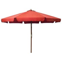 Parasol d'ext&eacute;rieur avec m&acirc;t en bois 330 cm Terre cuite