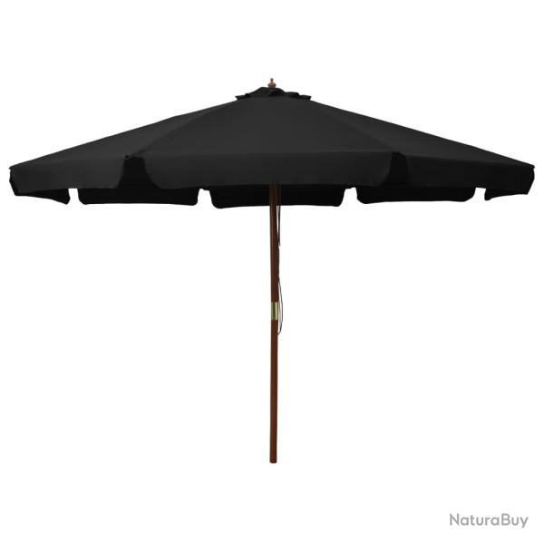 Parasol d'ext�rieur avec m�t en bois 330 cm Noir