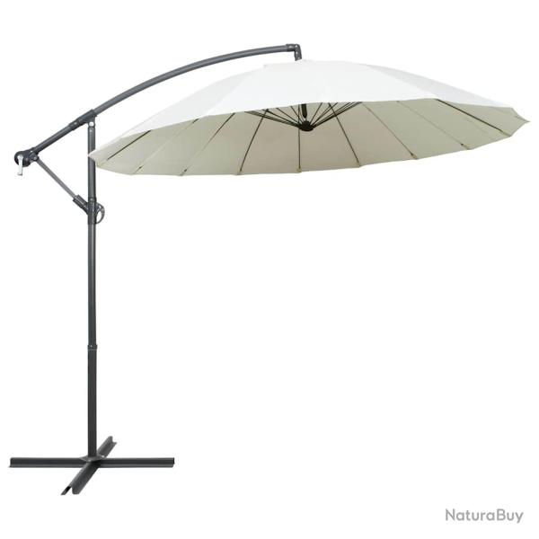 Parasol suspendu avec poteau en aluminium Blanc 3 m